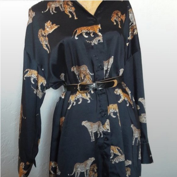 Cool Cats and Kittens Satin Big Cats Tiger Club Shirt - Picture 1 of 3